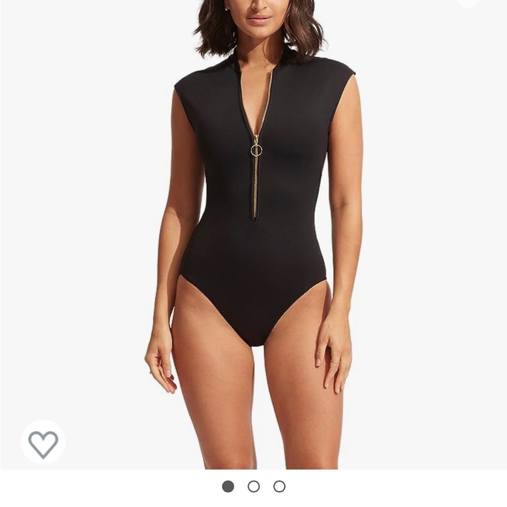 Seafolly Black Zip-Front One-Piece Swimsuit - Picture 2 of 14